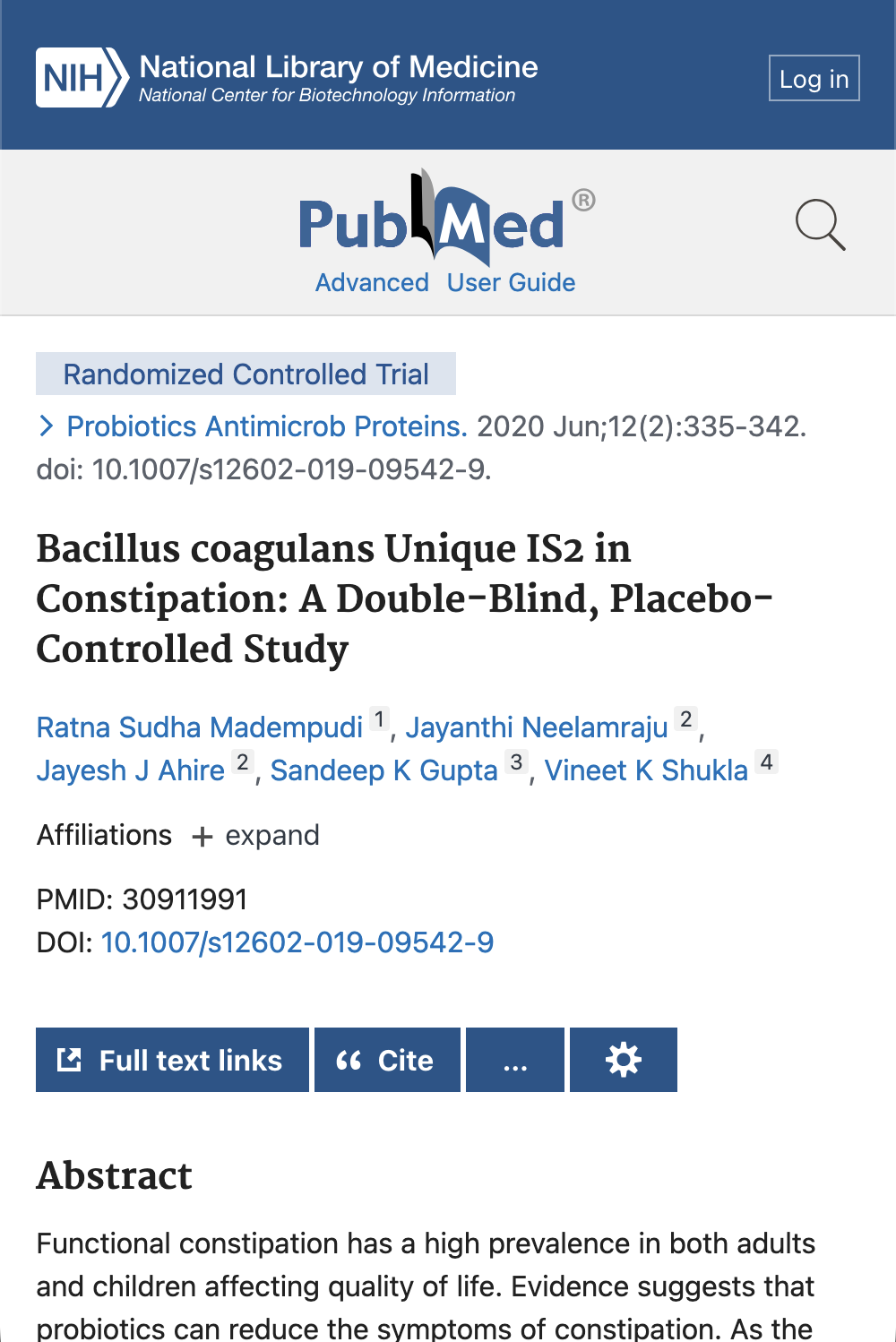 PubMed listing